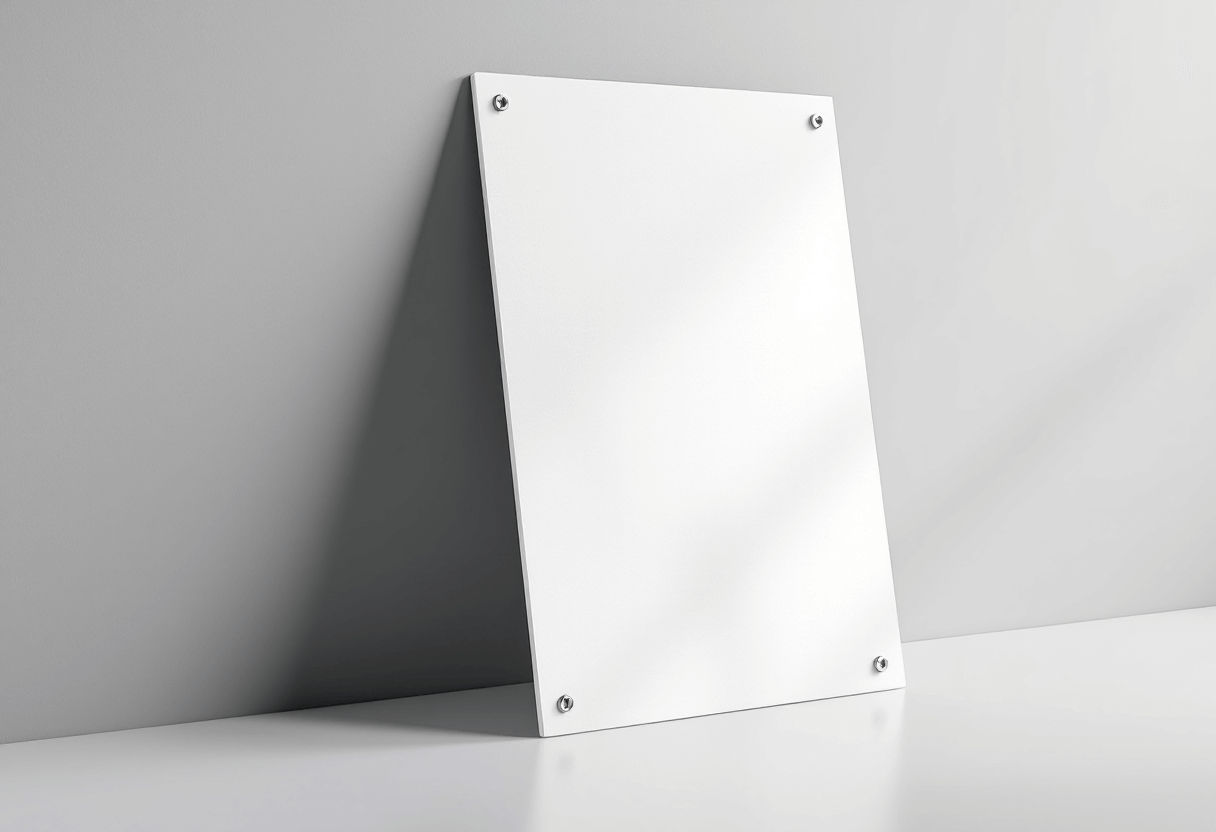 Panneau Dibond rigide neutre en studio avec surface lisse
